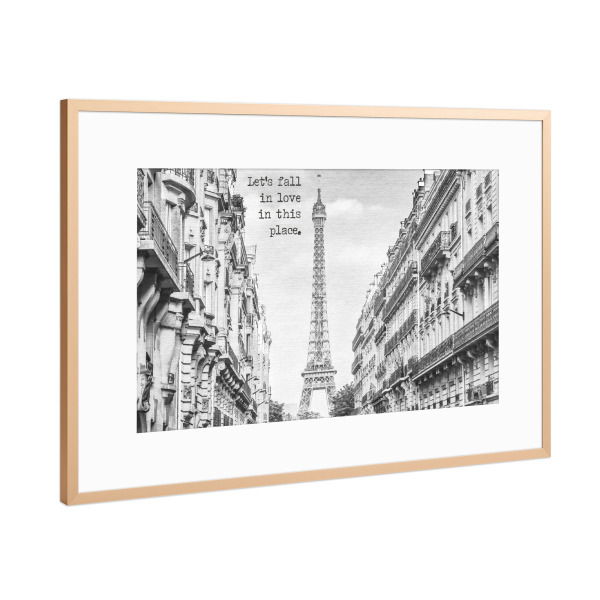 Poster mit Rahmen Kupfer "Verlieben wir uns" artboxONE - Typografie,Architektur,Städte / Paris