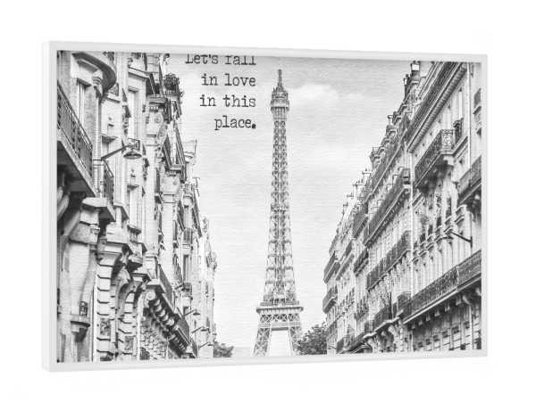 Poster mit weißem Rahmen "Verlieben wir uns" artboxONE - Typografie,Architektur,Städte / Paris