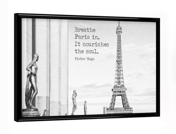 Poster mit schwarzem Rahmen "Atme Paris ein" artboxONE - Typografie,Architektur,Städte / Paris
