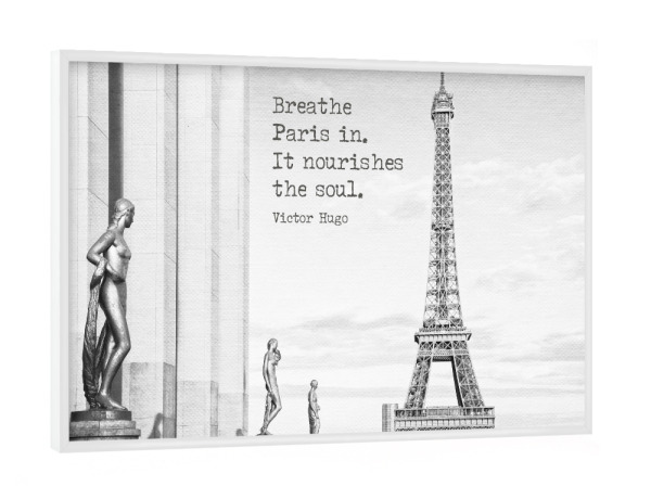 Poster mit weißem Rahmen "Atme Paris ein" artboxONE - Typografie,Architektur,Städte / Paris