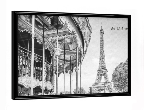 Poster mit schwarzem Rahmen "Je t’aime - Paris" artboxONE - Typografie,Architektur,Städte / Paris