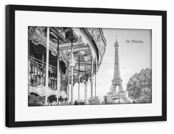 Poster mit Rahmen schwarz "Je t’aime - Paris" artboxONE - Typografie,Architektur,Städte / Paris