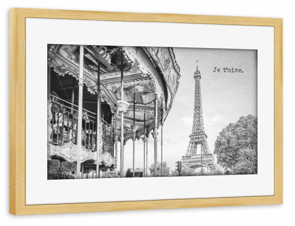 Poster mit Rahmen kiefer "Je t’aime - Paris" artboxONE - Typografie,Architektur,Städte / Paris