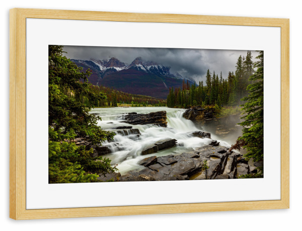 Poster mit Rahmen kiefer "Athabasca Wasserfälle" artboxONE - Natur,Reise