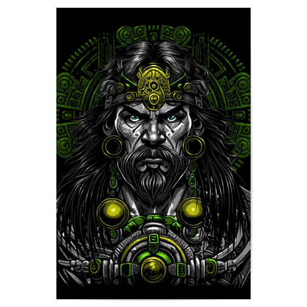 Poster 30x20 cm "Prinz Azteken" artboxONE - Comic - Aztekisch,Maya,Mexikanisch,Krieger,Porträt,Kultur,König,Stamm,Barbar,Indisch,Stammes,Indigen