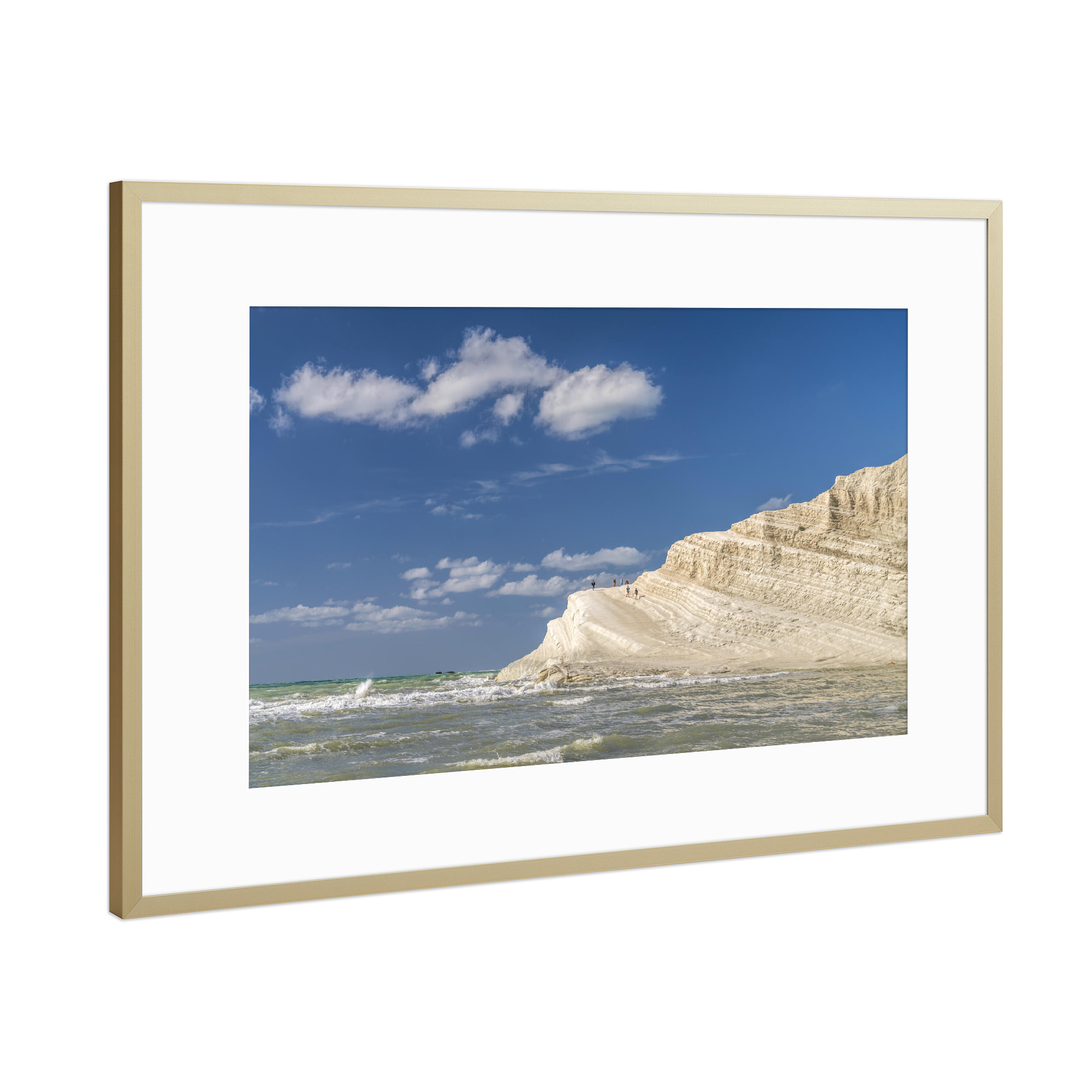 Poster mit Rahmen Gold "Scala dei Turchi, Sizilien" artboxONE - Natur,Reise / Strand und Meer