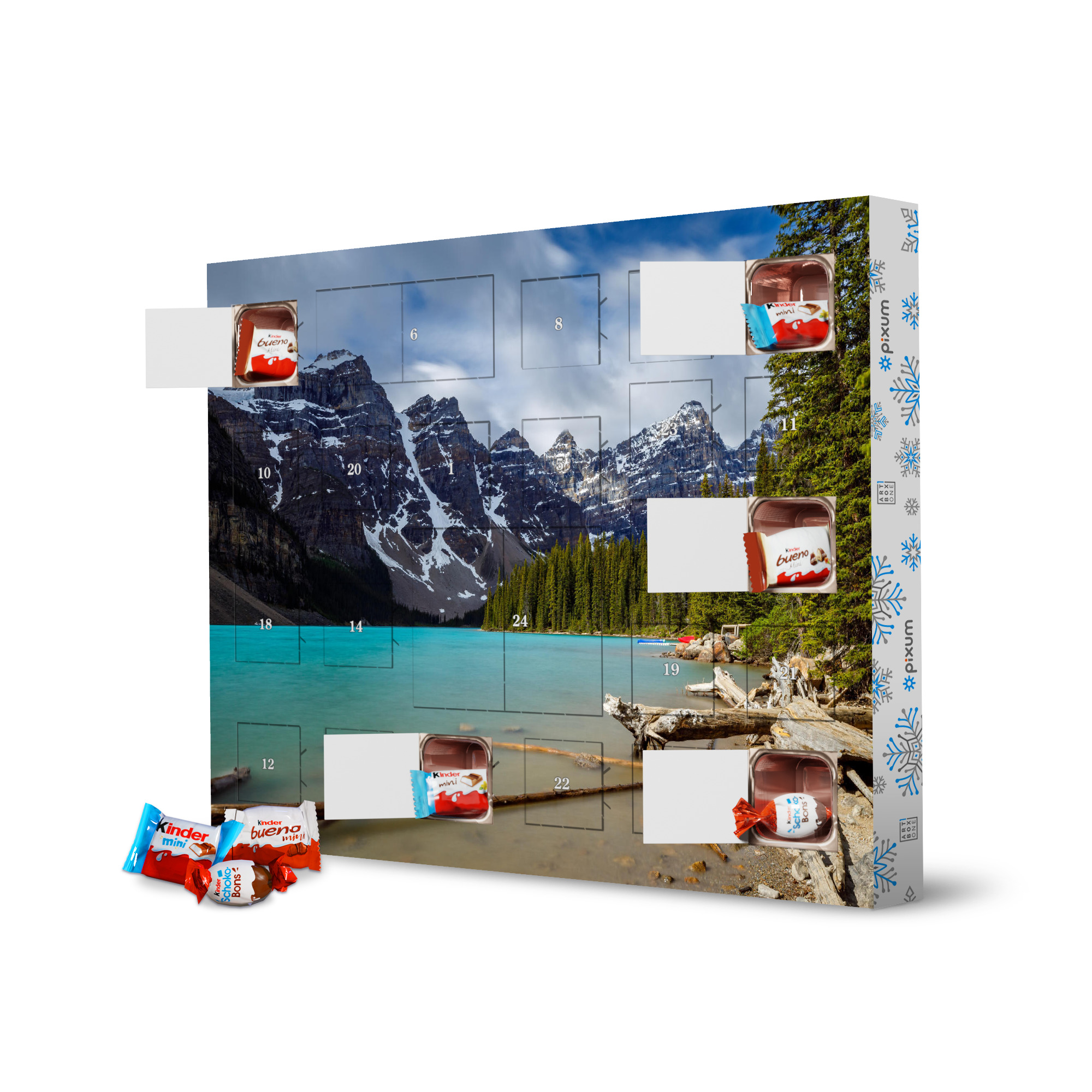 Adventskalender XXL mit Produkten von Kinder Der Lake Moraine artboxONE Adventskalender Natur