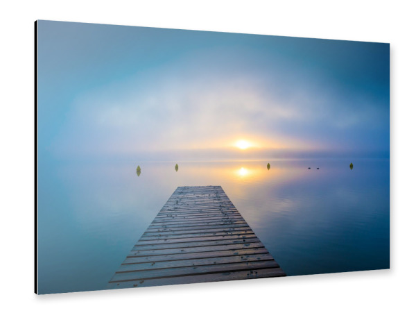 Alu-Dibond "Sonnenaufgang am See" 30x20 cm artboxONE