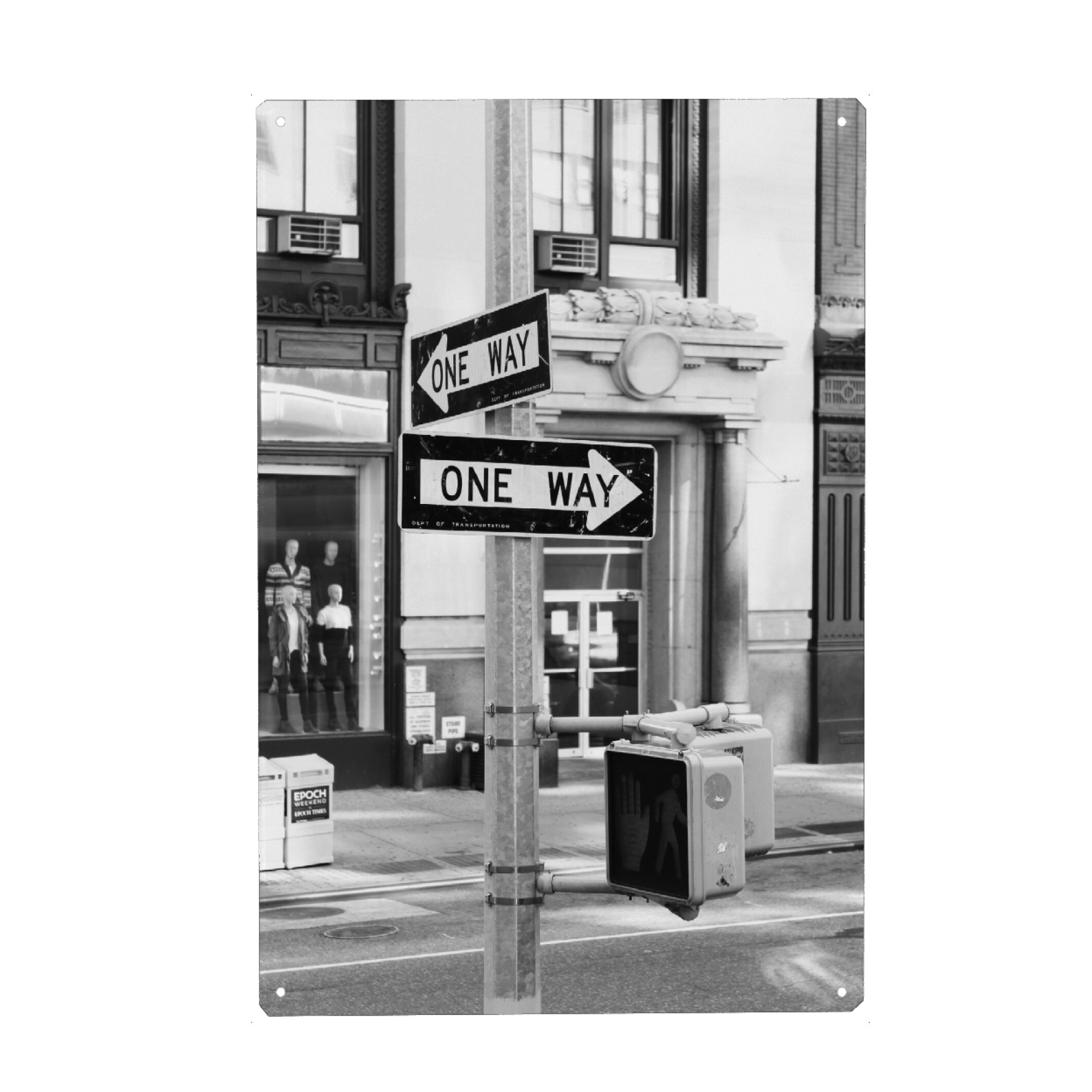 Metall Poster "New York City - One Way Street" artboxONE - Städte,Städte / New York,Reise,Schwarzweiß,Architektur