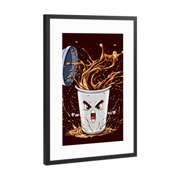 Poster mit Rahmen Schwarz (Metallic) "Super Kaffeeenergie" artboxONE - Essen & Trinken,Comic,Lustig