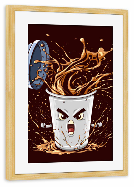 Poster mit Rahmen kiefer "Super Kaffeeenergie" artboxONE - Essen & Trinken,Comic,Lustig