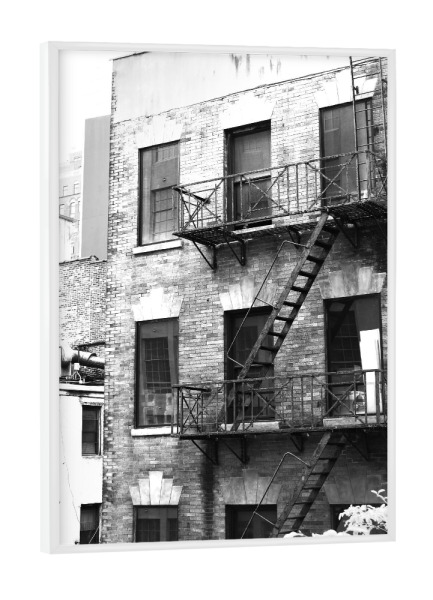Poster mit weißem Rahmen "New York City - Feuertreppe" artboxONE - Städte,Städte / New York,Reise,Schwarzweiß,Architektur