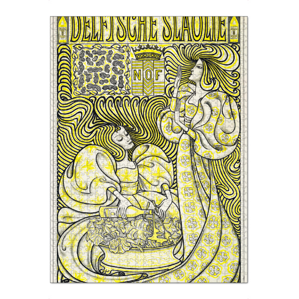 Puzzle Ravensburger "Toorop - Delft Salad Oil" artboxONE - Typografie,Menschen - Jugendstil,Werbung,Werbeplakat,Frau,Verspielt,Plakat