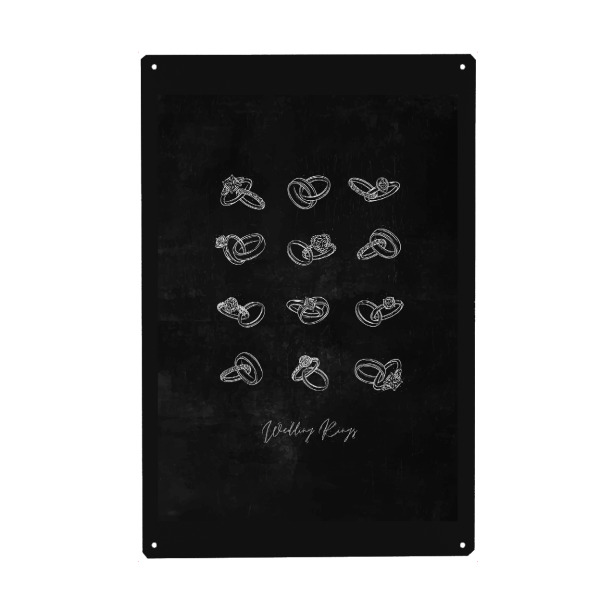 Holzbild "Trauring vintage grafisch schwarz" artboxONE - Liebe,Streetart