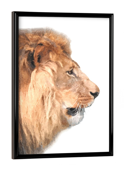 Poster mit schwarzem Rahmen "Löwenprofil" artboxONE - Tiere - Löwe,Tier,Tiere,Dschungel,Zoo,Porträt,Profil,Savanne,Wildes,Afrikanisches tier
