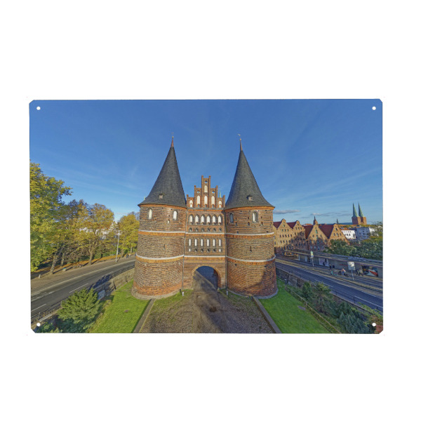 Metall Poster "Holstentor Lübeck" artboxONE - Städte,Reise,Architektur,Reise / Länder,Städte / Weitere