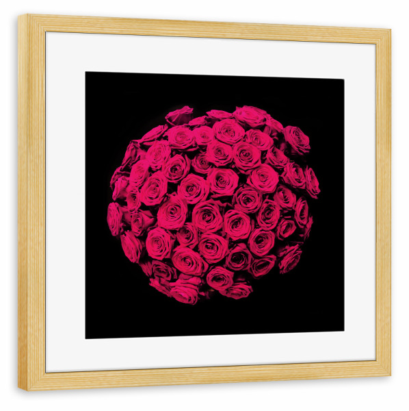Poster mit Rahmen kiefer "Ein Rosengruß" artboxONE - Floral - Rosen,Rote,Rosenstrauß,Valentinstag,Liebe,Rosengruß,Geburtstag,Geschenk