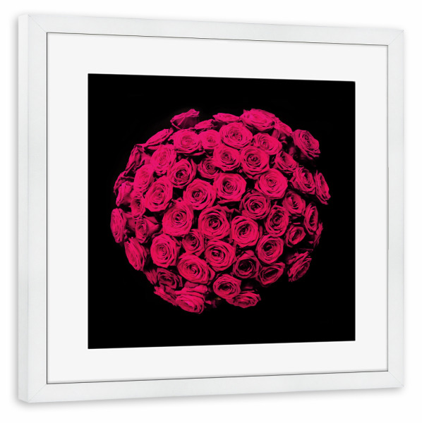 Poster mit Rahmen weiß "Ein Rosengruß" artboxONE - Floral - Rosen,Rote,Rosenstrauß,Valentinstag,Liebe,Rosengruß,Geburtstag,Geschenk