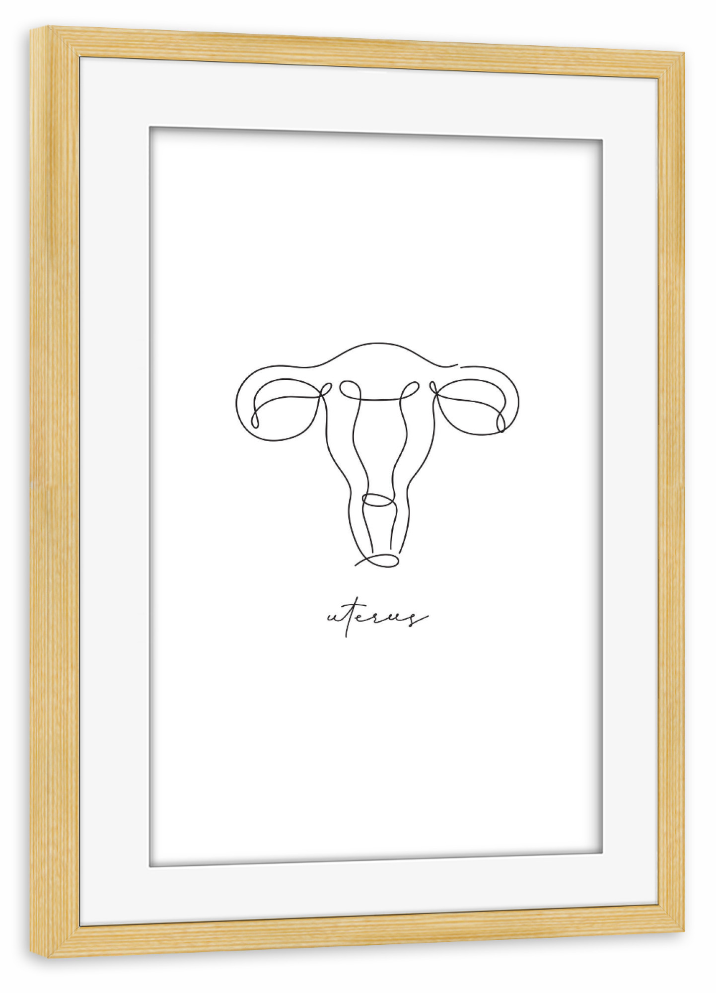 Poster mit Rahmen kiefer "Uterus-Stiftlinie" artboxONE - Menschen