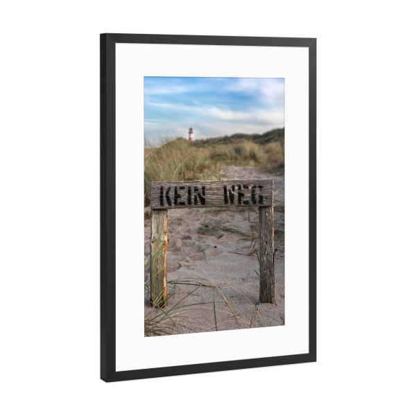Poster mit Rahmen Schwarz (Metallic) "Kein Weg - Sylt in den Dünen" artboxONE - Reise / Strand und Meer