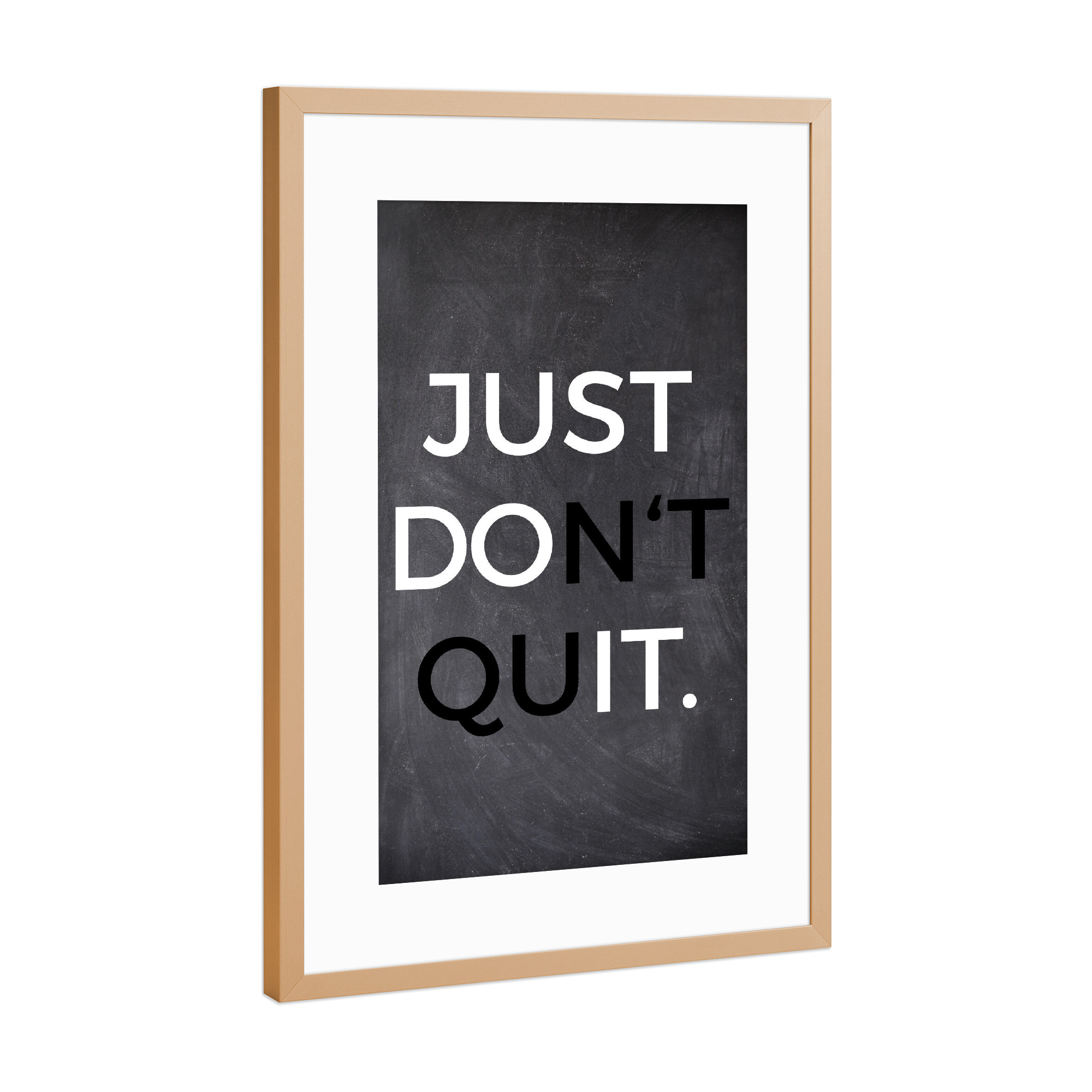 Poster mit Rahmen Kupfer "Just don't quit!" artboxONE - Typografie,Menschen,Sport,Sport / Motivation