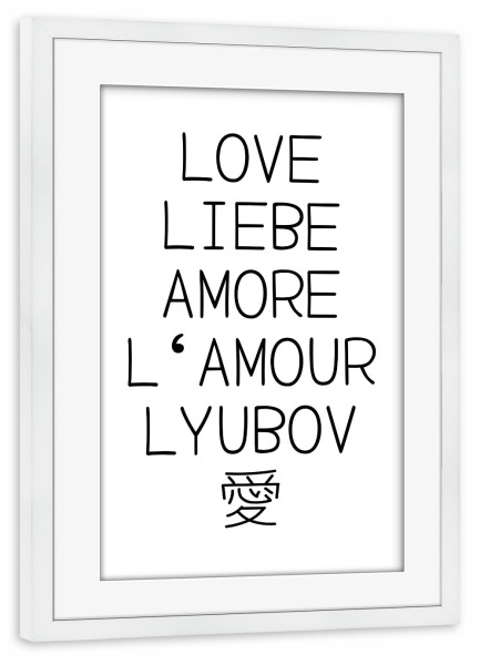 Poster mit Rahmen weiß "Liebe international" artboxONE - Typografie,Liebe