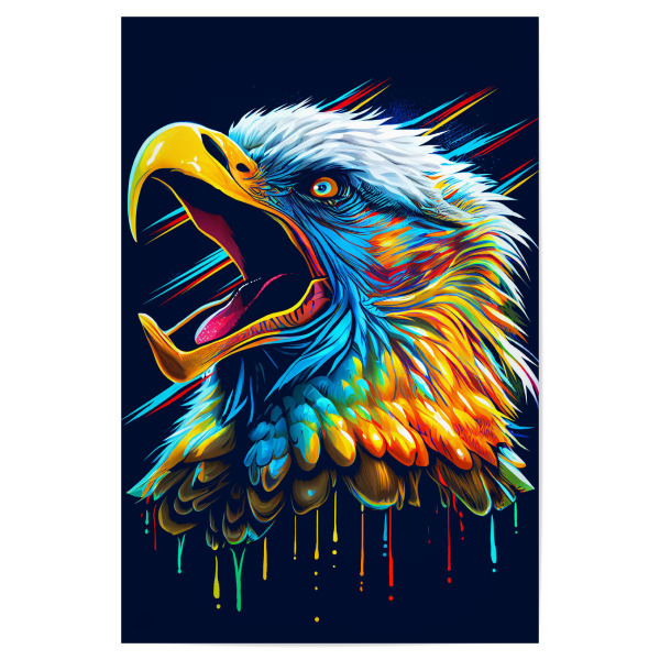 Poster "Adler schreien" artboxONE - Tiere,Comic - 80er,90er,Adler,Kaiseradler,Steinadler,Bunt,Falke,Vogel,Wild,Retro,Vintage,Weißkopfseeadler