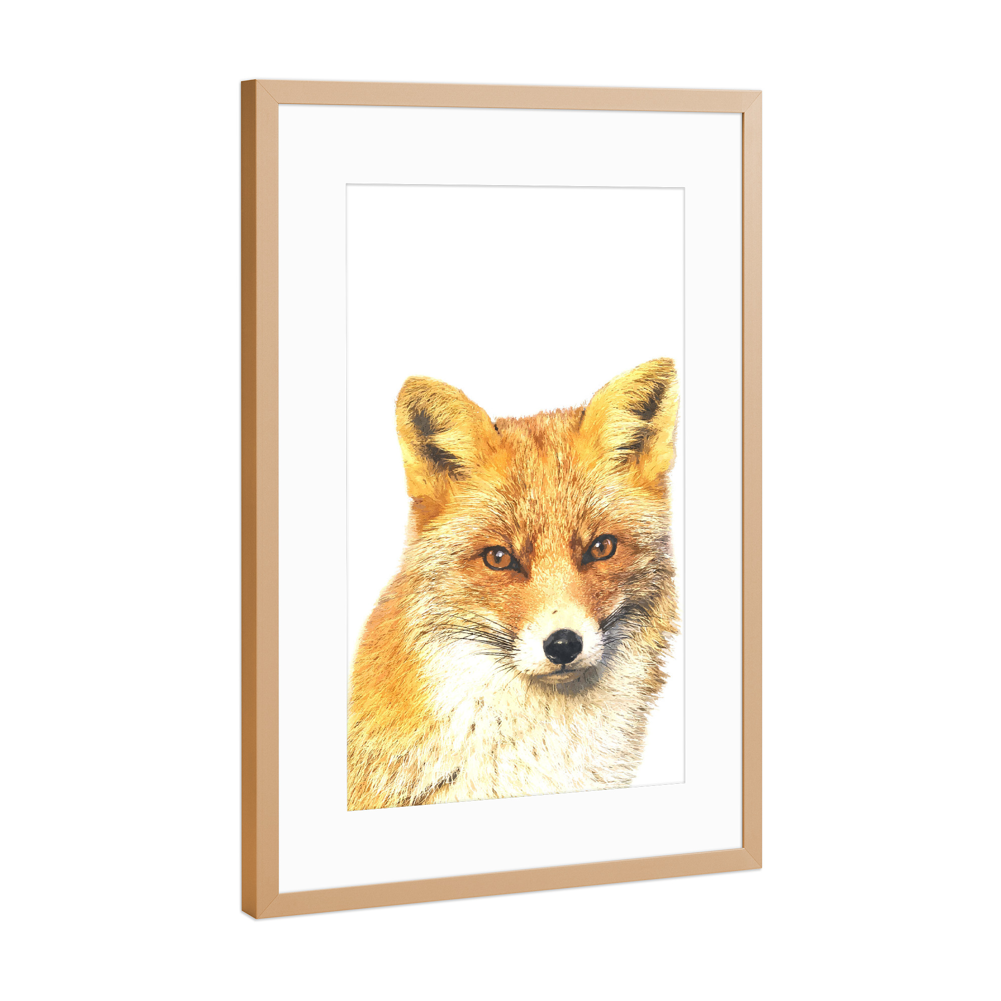 Poster mit Rahmen Kupfer "Fuchs-Peekaboo" artboxONE - Tiere - Fuchs,Tier,Tiere,Rotfuchs,Porträt,Gucken,Waldtier,Waldtiere