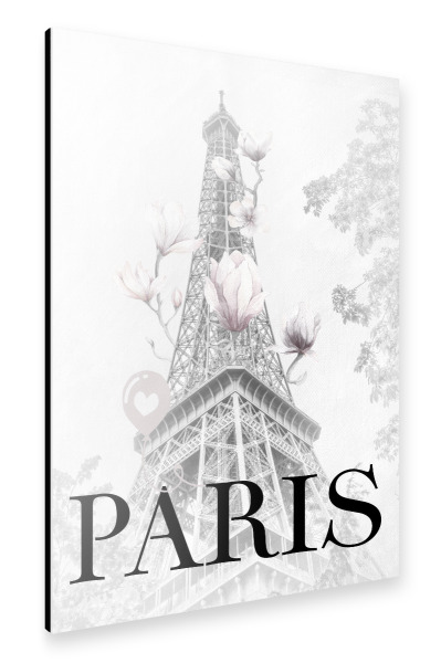 Alu-Dibond "Magnolien Eiffelturm" 30x20 cm artboxONE
