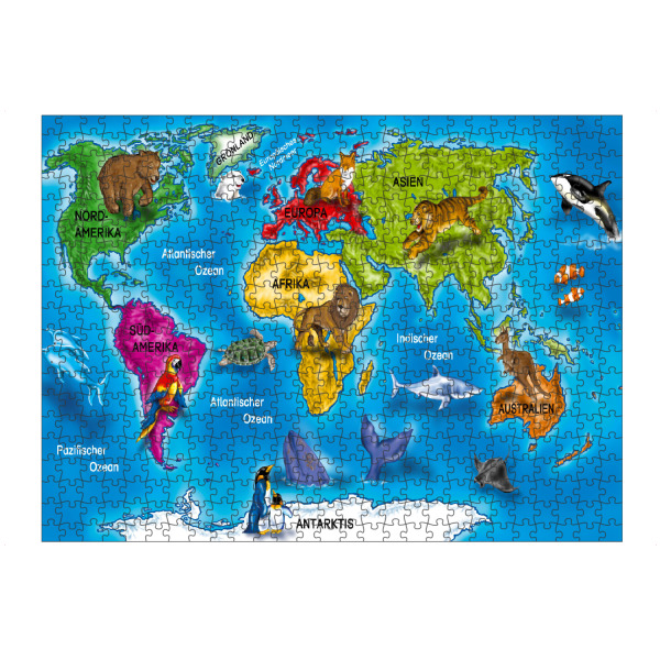 Puzzle Ravensburger "Weltkarte Globus Tiere" artboxONE - Für Kinder,Kartografie