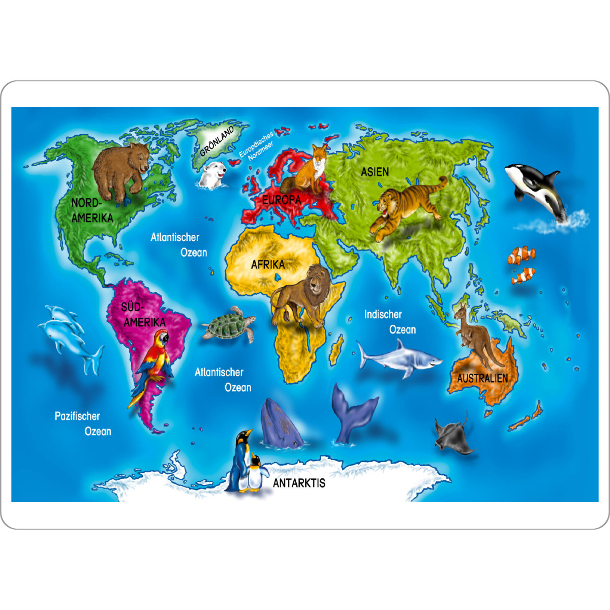 Tischset "Weltkarte Globus Tiere" artboxONE - Für Kinder,Kartografie