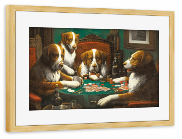 Poster mit Rahmen kiefer "Poker Game" artboxONE - Tiere,Fiktion,Für Mama,Für Papa,Lustig