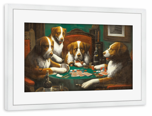 Poster mit Rahmen weiß "Poker Game" artboxONE - Tiere,Fiktion,Für Mama,Für Papa,Lustig