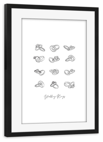 Poster mit Rahmen schwarz "Ehering im Vintage-Grafikstil" artboxONE - Liebe,Streetart