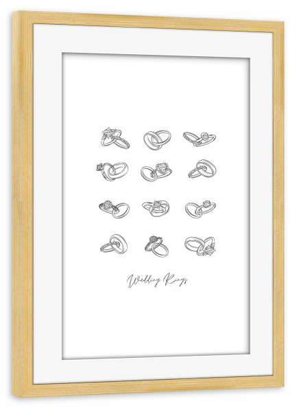 Poster mit Rahmen kiefer "Ehering im Vintage-Grafikstil" artboxONE - Liebe,Streetart