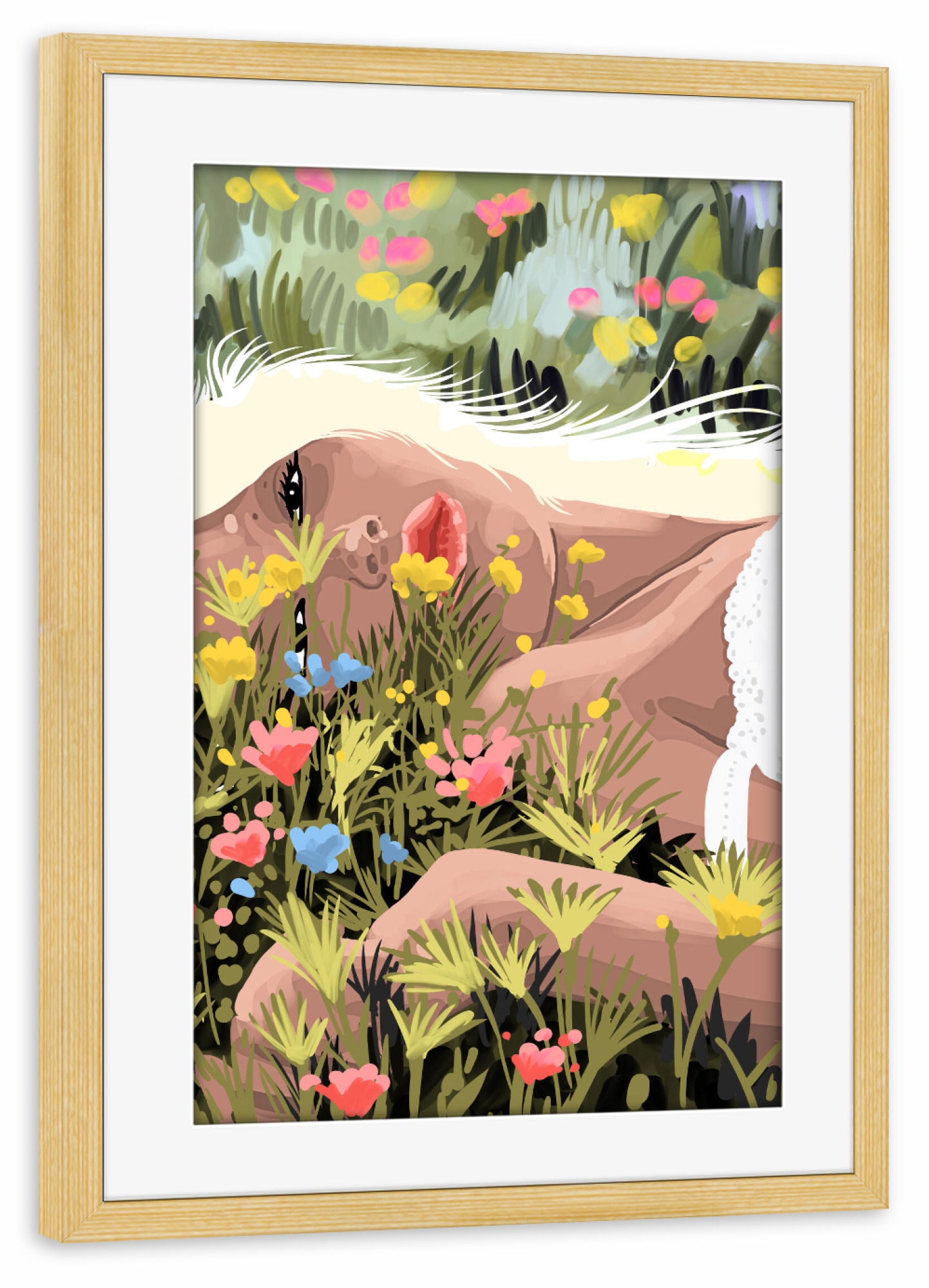 Poster mit Rahmen kiefer "Sonntags auf der Wiese" artboxONE - Floral,Menschen