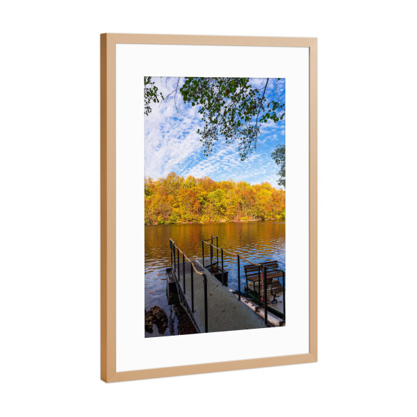 Poster mit Rahmen Kupfer "Steg, Wald und See" artboxONE - Natur,Reise