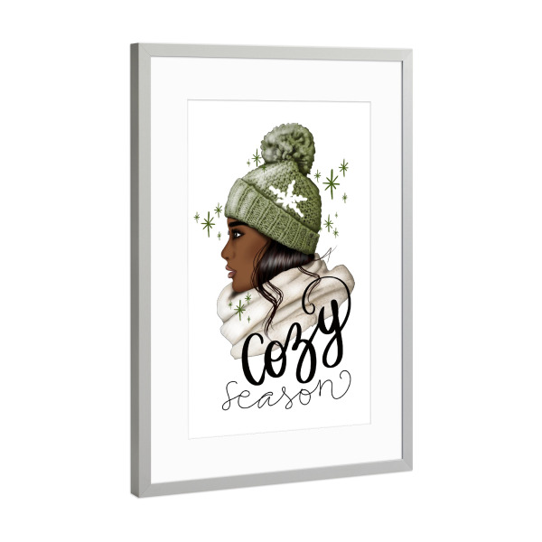 Poster mit Rahmen Silber "Weihnachts-Afro-Mädchen" artboxONE - Fashion,Weihnachten,Für Mama,Festivals