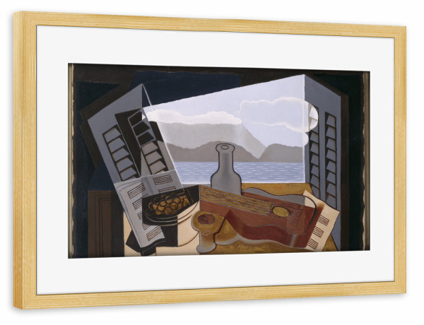 Poster mit Rahmen kiefer "Das offene Fenster" artboxONE - Natur,Abstrakt,Musik - Juan gris,Fenster,Abstrakt,Gemälde,Kunst,Malerei,Musik,Noten,Geige