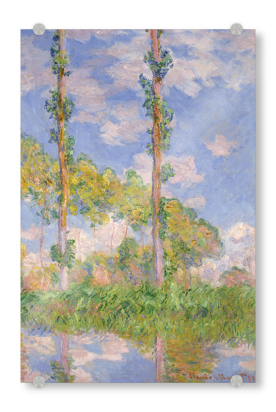 Acrylglasbild "Pappeln auf der Sonne" artboxONE - Natur - Claude monet,Pappeln auf der sonne,Kunst,Malerei,Gemälde,Bäume,Natur,Himmel,Wolken