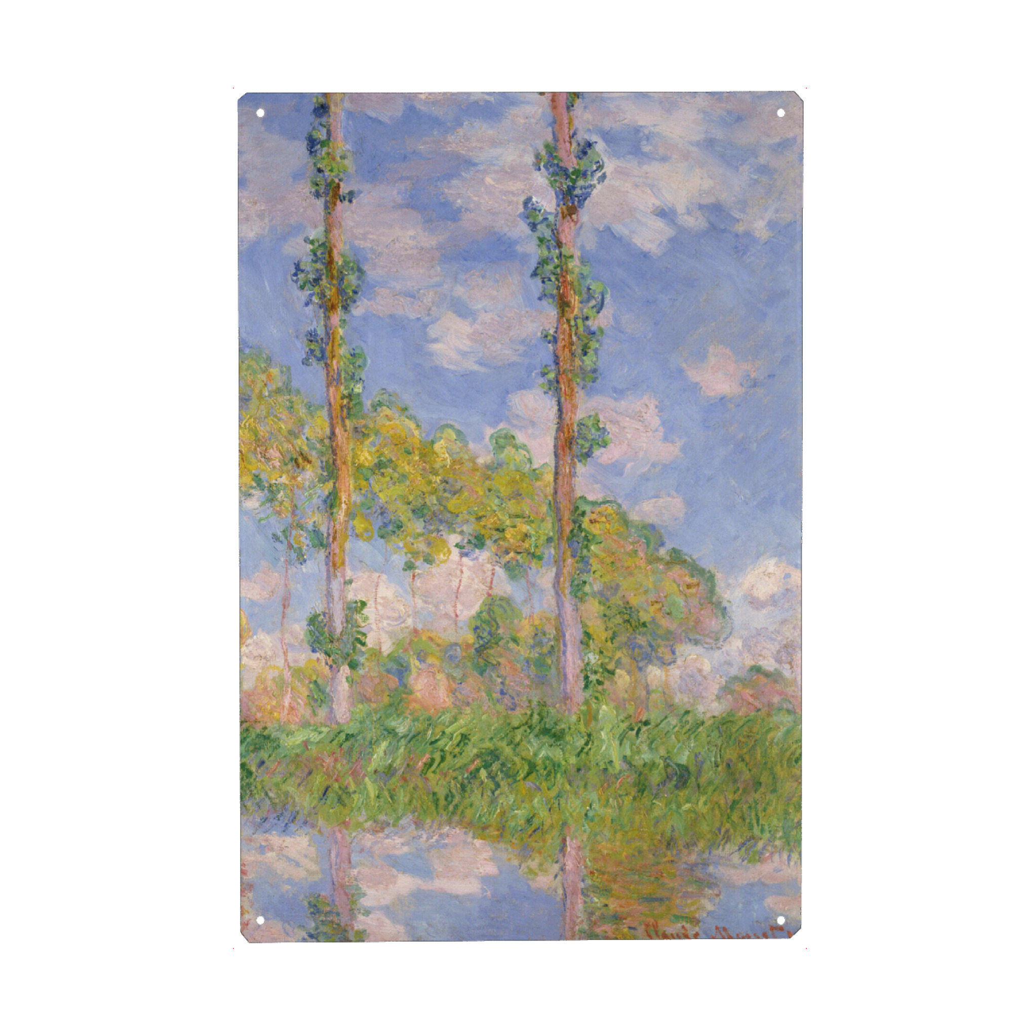 Metall Poster "Pappeln auf der Sonne" artboxONE - Natur - Claude monet,Pappeln auf der sonne,Kunst,Malerei,Gemälde,Bäume,Natur,Himmel,Wolken