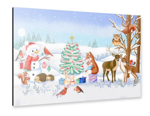 Alu-Dibond "Winter-Märchen mit Waldtieren" 30x20 cm artboxONE