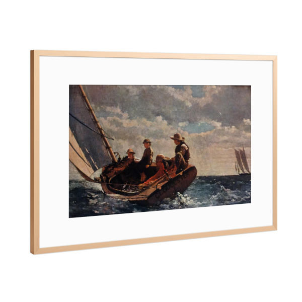 Poster mit Rahmen Kupfer "Winslow Homer - Breezing Up" artboxONE - Natur,Menschen,Reise / Strand und Meer