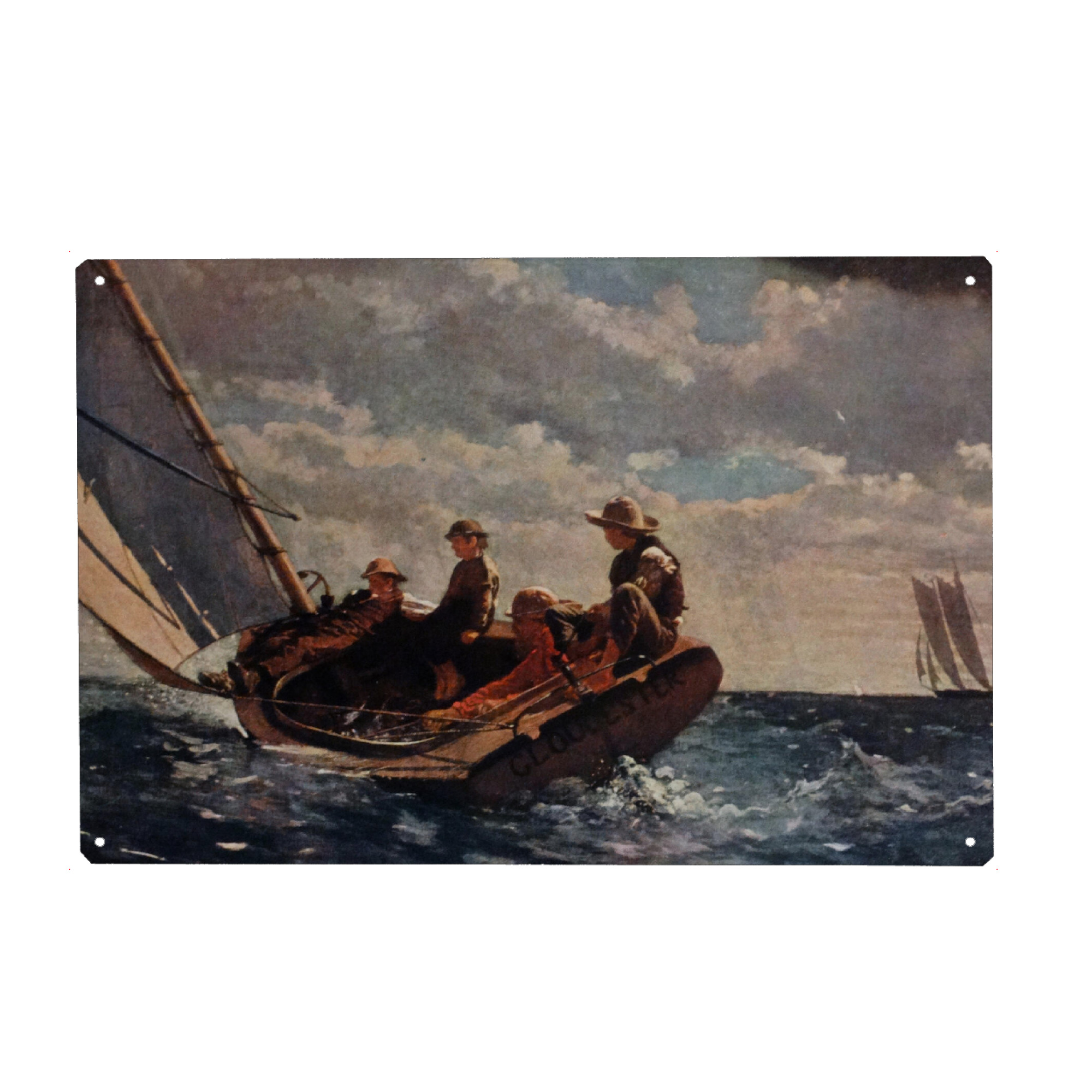 Metall Poster "Winslow Homer - Breezing Up" artboxONE - Natur,Menschen,Reise / Strand und Meer