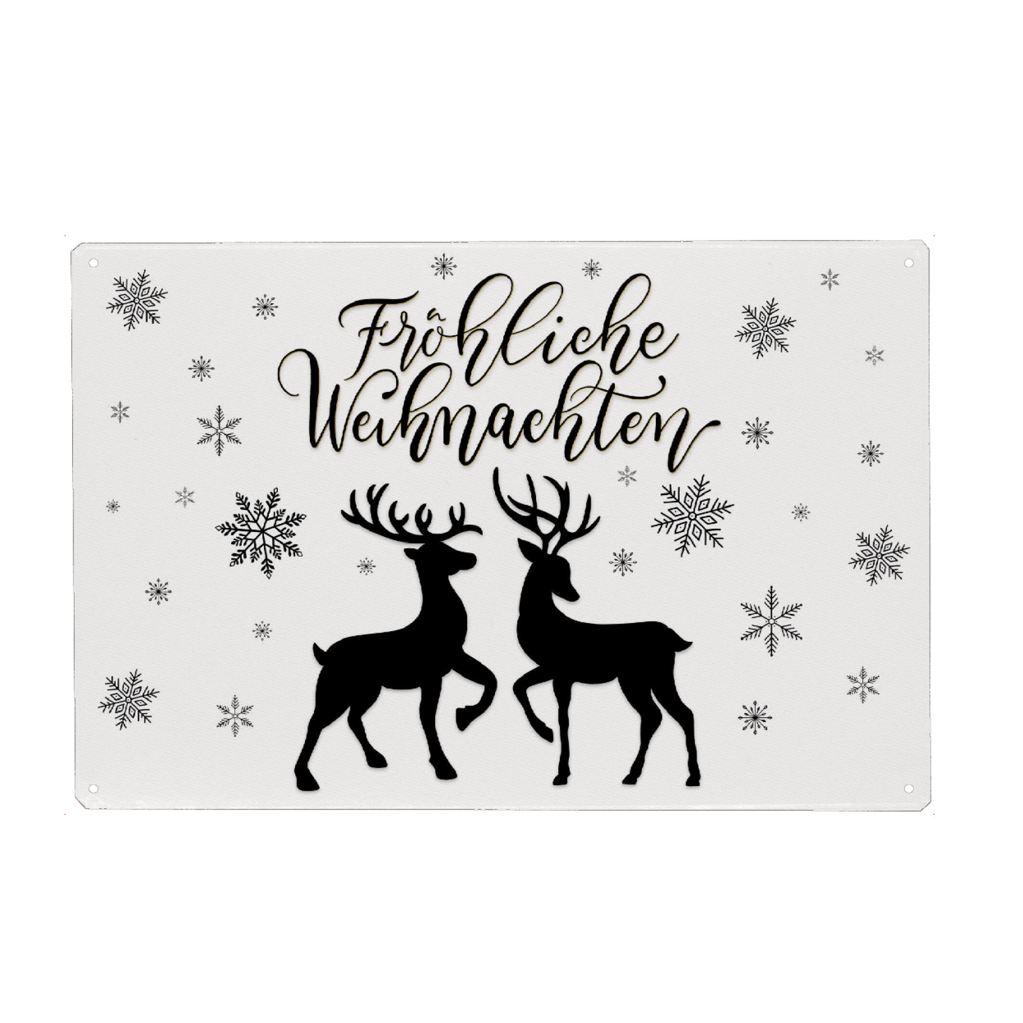 Metall Poster "Frohes Fest mit Hirsch und Reh" artboxONE - Typografie,Liebe,Weihnachten