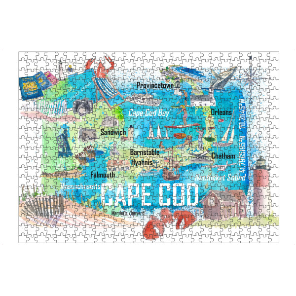artboxONE Puzzle "Cape Cod Massachusetts Reisekarte" artboxONE - Reise,Reise / Strand und Meer,Reise / Länder,Städte / Boston,Kartografie