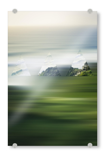 Acrylglasbild "Bewegte Küste Irlands" artboxONE - Natur,Reise,Abstrakt - Abstrakt,Landschaft,Irland,Natur,Meer,Atlantik,See,Grün,Geometrie