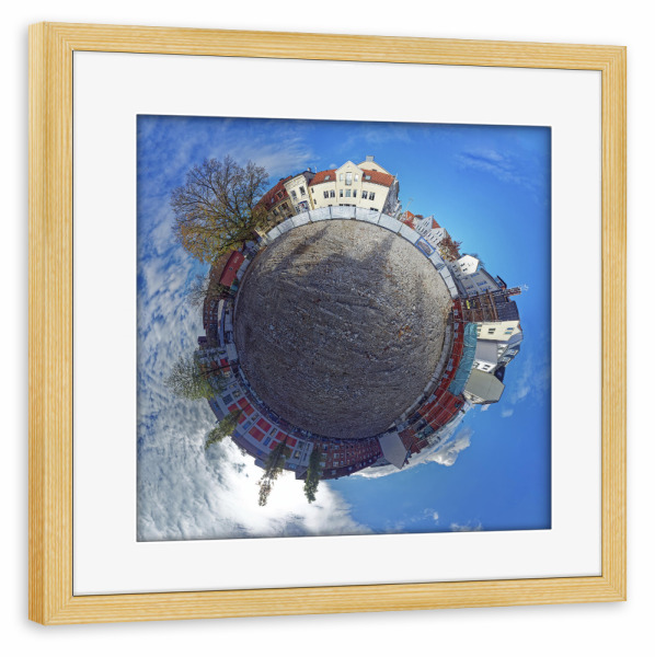 Poster mit Rahmen kiefer "Bergedorfer Markt-Lücke; 3m Höhe" artboxONE - Städte,Architektur