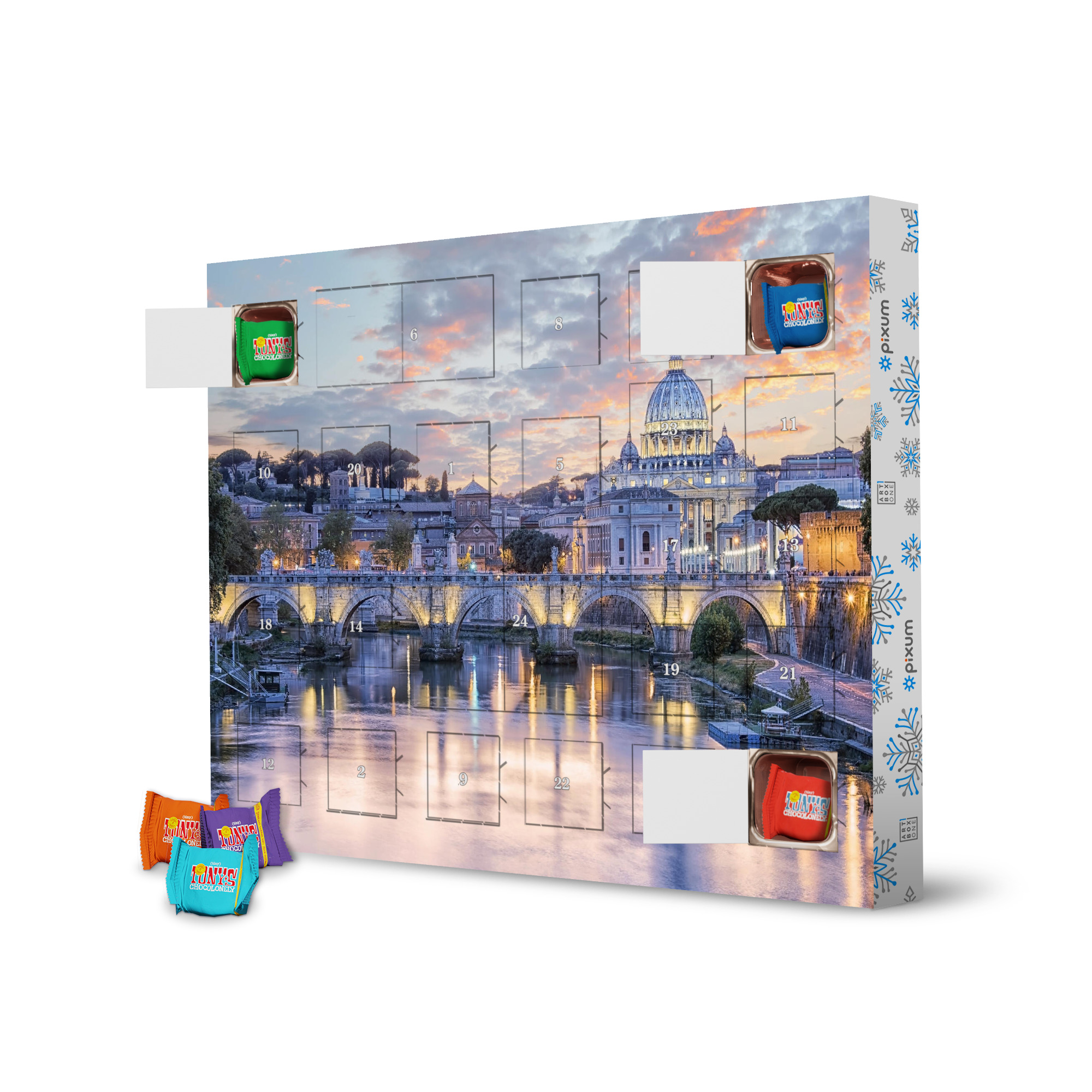 Adventskalender mit Tony's Chocolonely Sonnenuntergang in Rom artboxONE Adventskalender Städte