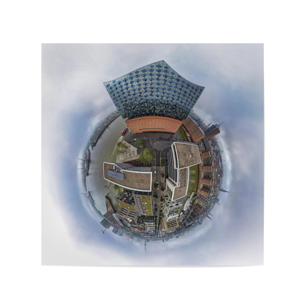 Poster 20x20 cm "Elphi Ostwand - Kleiner Planet" artboxONE - Städte,Städte / Hamburg,Reise,Architektur,Reise / Länder